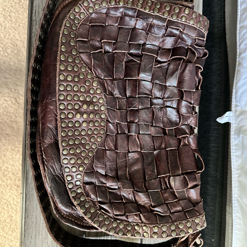 Frye Stacy Brown Woven Leather Shoulder Bag - Picture 5 of 5